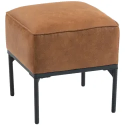 Reposapiés Salón Taburete Bajo Tapizado en PU con Patas de Acero Acolchado Grueso Otomana para Sofá Marrón - Ogal.Es