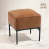 Reposapiés Salón Taburete Bajo Tapizado en PU con Patas de Acero Acolchado Grueso Otomana para Sofá Marrón - Ogal.Es