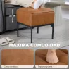 Reposapiés Salón Taburete Bajo Tapizado en PU con Patas de Acero Acolchado Grueso Otomana para Sofá Marrón - Ogal.Es