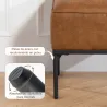 Reposapiés Salón Taburete Bajo Tapizado en PU con Patas de Acero Acolchado Grueso Otomana para Sofá Marrón - Ogal.Es