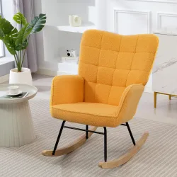 Silla Mecedora de Borreguito Sillón Balancín Oscilante 40° con Patas de Madera de Haya Carga 120 kg 71x98x101cm ... - Ogal.Es