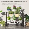 Soporte para Plantas de Tres Niveles con Diseño en Escalera y Estructura Metálica Resistente para Interior y Ext... - Ogal.Es