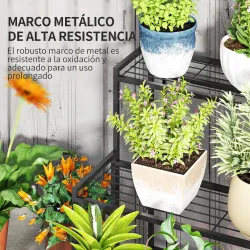 Soporte para Plantas de Tres Niveles con Diseño en Escalera y Estructura Metálica Resistente para Interior y Ext... - Ogal.Es