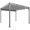Pérgola con Techo Retráctil Pérgola de 3x3 m con Cierre Magnético Protección UV30+ Pabellón para Jardín Patio Gris - Ogal.Es
