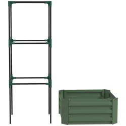 Jardinera Exterior Grande con Enrejado y Fondo Abierto para Plantas Trepadoras 61x61x140 cm Verde - Ogal.Es