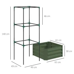 Jardinera Exterior Grande con Enrejado y Fondo Abierto para Plantas Trepadoras 61x61x140 cm Verde - Ogal.Es