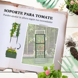 Jardinera Exterior Grande con Enrejado y Fondo Abierto para Plantas Trepadoras 61x61x140 cm Verde - Ogal.Es