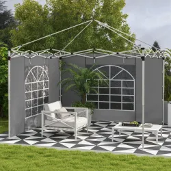 2 Paredes Laterales para Carpas 300x200 cm con Ventana Enrollable y Puerta con Cremallera para Carpa 3x3 m o 3x6... - Ogal.Es