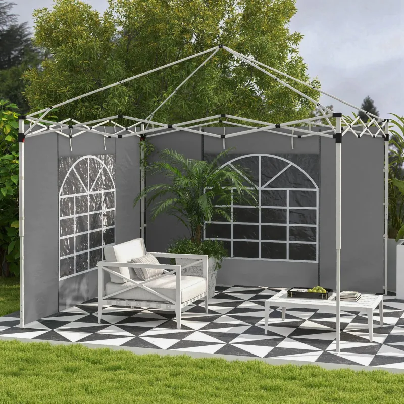 2 Paredes Laterales para Carpas 300x200 cm con Ventana Enrollable y Puerta con Cremallera para Carpa 3x3 m o 3x6... - Ogal.Es