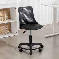Silla de Escritorio sin Brazos Silla de Oficina Giratoria con Respaldo Hueco Altura Ajustable Negro - Ogal.Es
