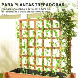 Jardinera de 3 Niveles con Enrejado y Tela no Tejida para Cultivos Verduras Flores Hierbas 95x95x110 cm Natural - Ogal.Es