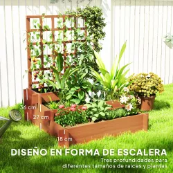 Jardinera de 3 Niveles con Enrejado y Tela no Tejida para Cultivos Verduras Flores Hierbas 95x95x110 cm Natural - Ogal.Es