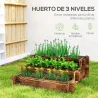 Arriate de Jardín de 3 Niveles con Diseño de Escalera y Tela no Tejida para Cultivos Flores 93x93x35 cm Carbonizado - Ogal.Es