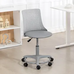 Silla de Escritorio sin Brazos Silla de Oficina Giratoria con Respaldo Hueco Altura Ajustable Gris - Ogal.Es