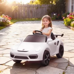 Coche Eléctrico para Niños con Licencia RUF CTR 3 Clubsport Mando a Distancia Motor Doble Ruedas Auxiliares Blanco - Ogal.Es
