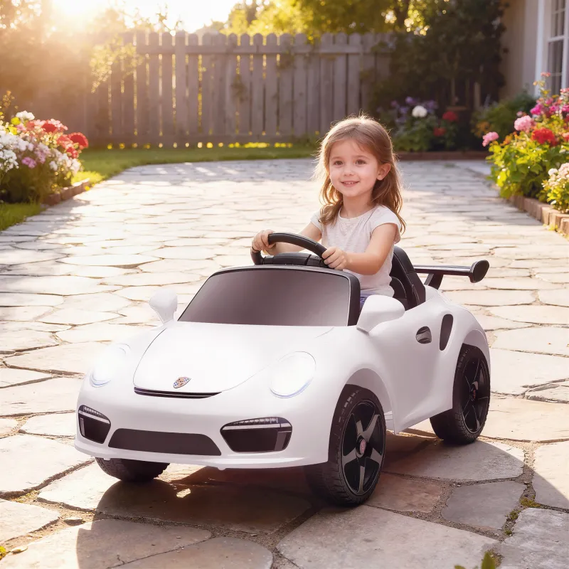 Coche Eléctrico para Niños con Licencia RUF CTR 3 Clubsport Mando a Distancia Motor Doble Ruedas Auxiliares Blanco - Ogal.Es