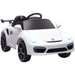 Coche Eléctrico para Niños con Licencia RUF CTR 3 Clubsport Mando a Distancia Motor Doble Ruedas Auxiliares Blanco - Ogal.Es