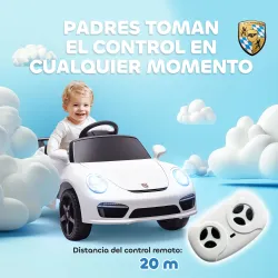 Coche Eléctrico para Niños con Licencia RUF CTR 3 Clubsport Mando a Distancia Motor Doble Ruedas Auxiliares Blanco - Ogal.Es