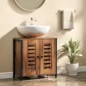 Mueble Bajo Lavabo Industrial 2 Puertas de Lamas con Cierre Magnético Estante Ajustable 60x30x60 cm Marrón&nbsp;Rústico - Ogal.Es