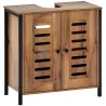 Mueble Bajo Lavabo Industrial 2 Puertas de Lamas con Cierre Magnético Estante Ajustable 60x30x60 cm Marrón&nbsp;Rústico - Ogal.Es