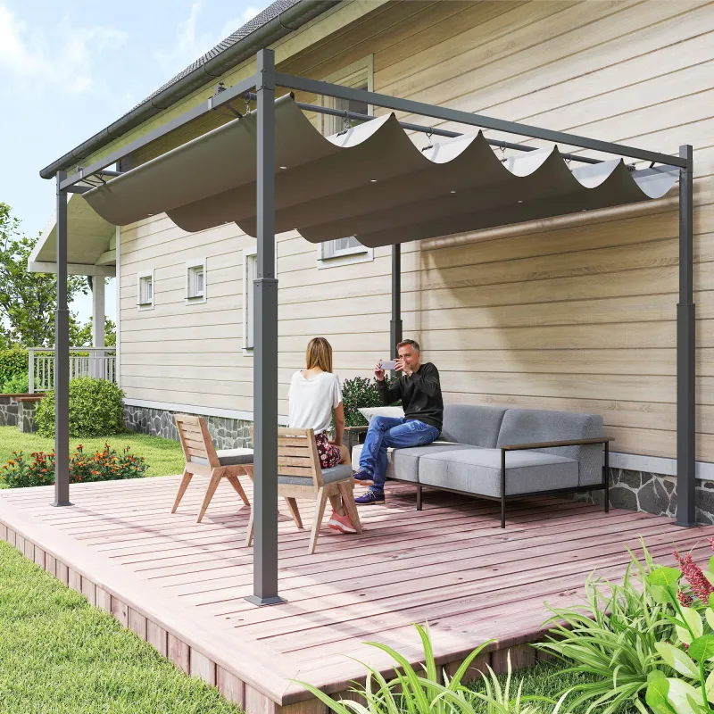 Pérgola de Jardín 3x3 m con Techo Retráctil y Accesorio Magnético Protección UV30+ Columnas Metálicas y Ganchos ... - Ogal.Es