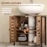 Mueble Bajo Lavabo Industrial 2 Puertas de Lamas con Cierre Magnético Estante Ajustable 60x30x60 cm Marrón&nbsp;Rústico - Ogal.Es