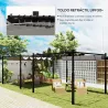 Pérgola de Jardín 3x3 m con Techo Retráctil y Accesorio Magnético Protección UV30+ Columnas Metálicas y Ganchos ... - Ogal.Es
