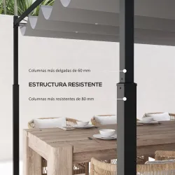 Pérgola de Jardín 3x3 m con Techo Retráctil y Accesorio Magnético Protección UV30+ Columnas Metálicas y Ganchos ... - Ogal.Es