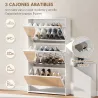 Zapatero Entrada Recibidor con 3 Puertas con Espejo Zapatero Estrecho para 9 Pares de Zapatos 65x17x114,5 cm Blanco - Ogal.Es