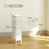 Cómoda con 4 Cajones de Tela Marco de Acero Cómoda para Dormitorio para Espacios Pequeños Salón Vestidor Blanco - Ogal.Es