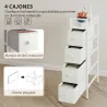 Cómoda con 4 Cajones de Tela Marco de Acero Cómoda para Dormitorio para Espacios Pequeños Salón Vestidor Blanco - Ogal.Es