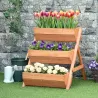 Jardinera de Madera de 3 Niveles Jardinera Elevada Exterior con Orificios de Drenaje 65x75x76 cm Marrón - Ogal.Es
