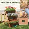 Jardinera de Madera de 3 Niveles Jardinera Elevada Exterior con Orificios de Drenaje 65x75x76 cm Marrón - Ogal.Es