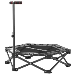 Trampolín de Fitness Plegable 104 cm con Barra Ajustable en 3 Alturas Marco Metálico Reforzado y Bolsa 104x104x1... - Ogal.Es