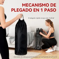 Trampolín de Fitness Plegable 104 cm con Barra Ajustable en 3 Alturas Marco Metálico Reforzado y Bolsa 104x104x1... - Ogal.Es
