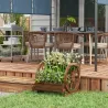 Jardinera de Madera Macetero Exterior de 3 Niveles Diseño de Escalera Orificios de Drenaje 61x62x57 cm Carbonizado - Ogal.Es