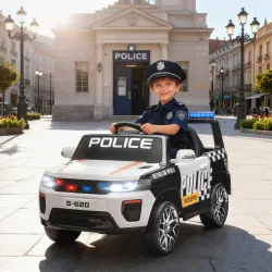 Coche Eléctrico para Niños de Policía con Mando a Distancia Motor Doble Sirena Suspensión en 4 Ruedas y Faros Bl... - Ogal.Es