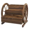 Jardinera de Madera Macetero Exterior de 3 Niveles Diseño de Escalera Orificios de Drenaje 61x62x57 cm Carbonizado - Ogal.Es