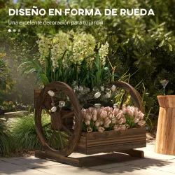 Jardinera de Madera Macetero Exterior de 3 Niveles Diseño de Escalera Orificios de Drenaje 61x62x57 cm Carbonizado - Ogal.Es