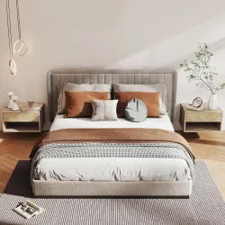 Juego de 2 Mesitas de Noche Colgantes Mesillas de Noche con Cajón y Compartimento para Dormitorio 37x32x21 cm Na... - Ogal.Es