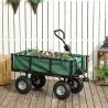 Carrito de Jardín con Ruedas Grandes Asa Ajustable y Bolsa Impermeable Removible Carga 300 kg 105x51x54 cm Verde - Ogal.Es