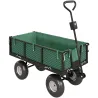 Carrito de Jardín con Ruedas Grandes Asa Ajustable y Bolsa Impermeable Removible Carga 300 kg 105x51x54 cm Verde - Ogal.Es