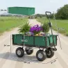 Carrito de Jardín con Ruedas Grandes Asa Ajustable y Bolsa Impermeable Removible Carga 300 kg 105x51x54 cm Verde - Ogal.Es
