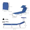 Tumbona de jardín Plegable con Toldo y Respaldo Reclinable para Jardín Terraza Acampada 187x58x36cm Azul - Ogal.Es