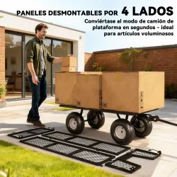 Carrito de Jardín con Ruedas Grandes Asa Ajustable y Bolsa Impermeable Removible Carga 300 kg 105x51x54 cm Verde - Ogal.Es