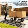 Carrito de Jardín con Ruedas Grandes Asa Ajustable y Bolsa Impermeable Removible Carga 300 kg 105x51x54 cm Verde - Ogal.Es