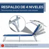 Tumbona de jardín Plegable con Toldo y Respaldo Reclinable para Jardín Terraza Acampada 187x58x36cm Azul - Ogal.Es