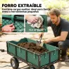 Carrito de Jardín con Ruedas Grandes Asa Ajustable y Bolsa Impermeable Removible Carga 300 kg 105x51x54 cm Verde - Ogal.Es