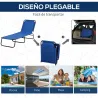 Tumbona de jardín Plegable con Toldo y Respaldo Reclinable para Jardín Terraza Acampada 187x58x36cm Azul - Ogal.Es