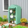Invernadero de Jardín de 3 Niveles Puerta Enrollable Marco de Metal Cubierta de PE Anti-UV 69x49x125 cm Verde - Ogal.Es